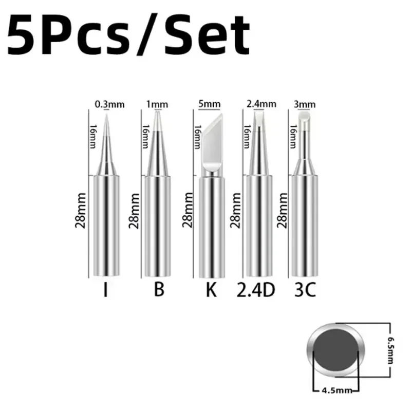 5pcs Soldering Iron Tips with a 900M iron head set, hot bare copper electric iron heads