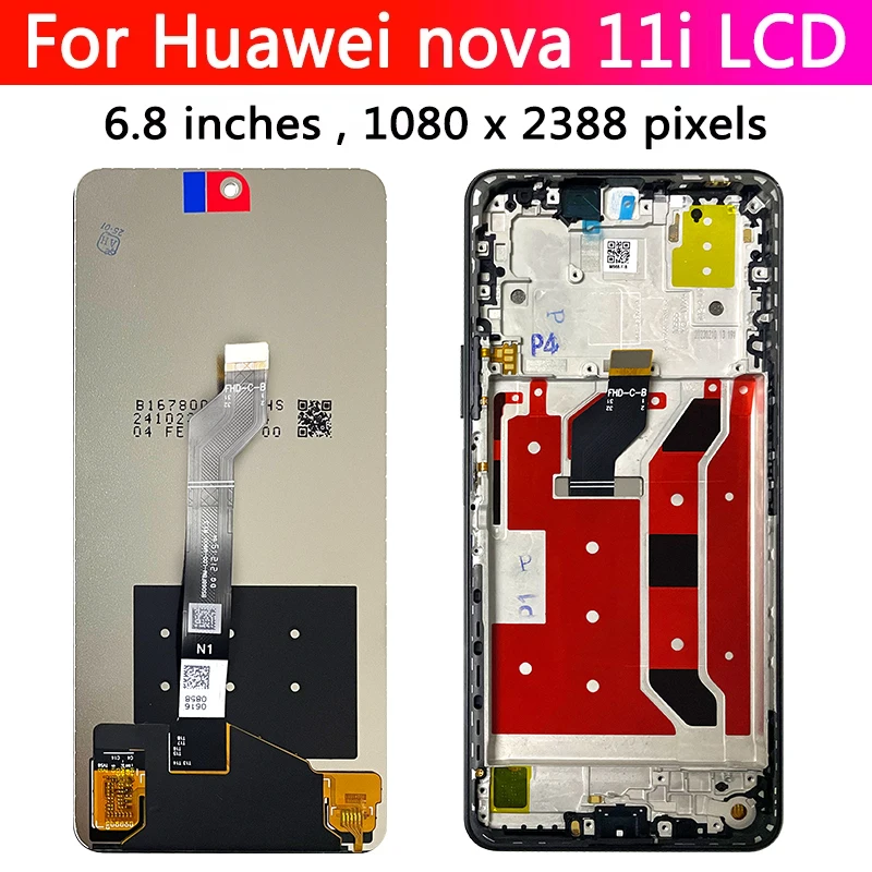 Schermo LCD Con Telaio Per Huawei Nova 11i (MAO-LX9) – Kit Di Riparazione Completo Con Strumenti E Vetro