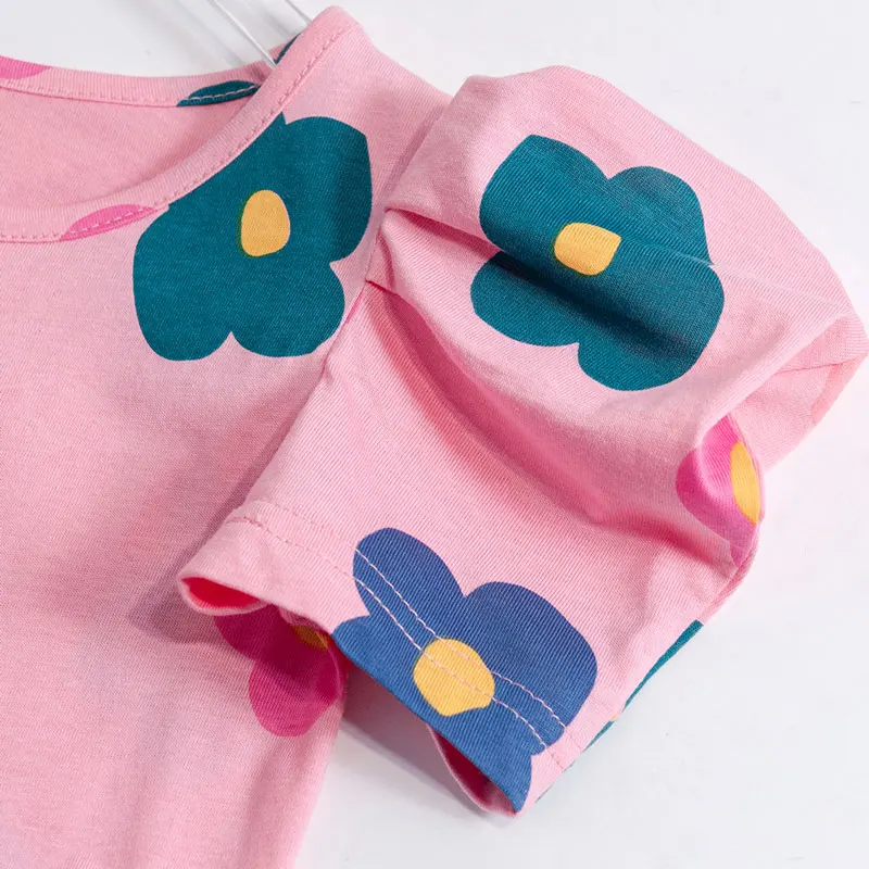 2023 Summer Girls T-shirts Flower Shirts for Kids Short-sleeve Children Blouse Cotton Baby Outfits Toddler Outerwear Clothing