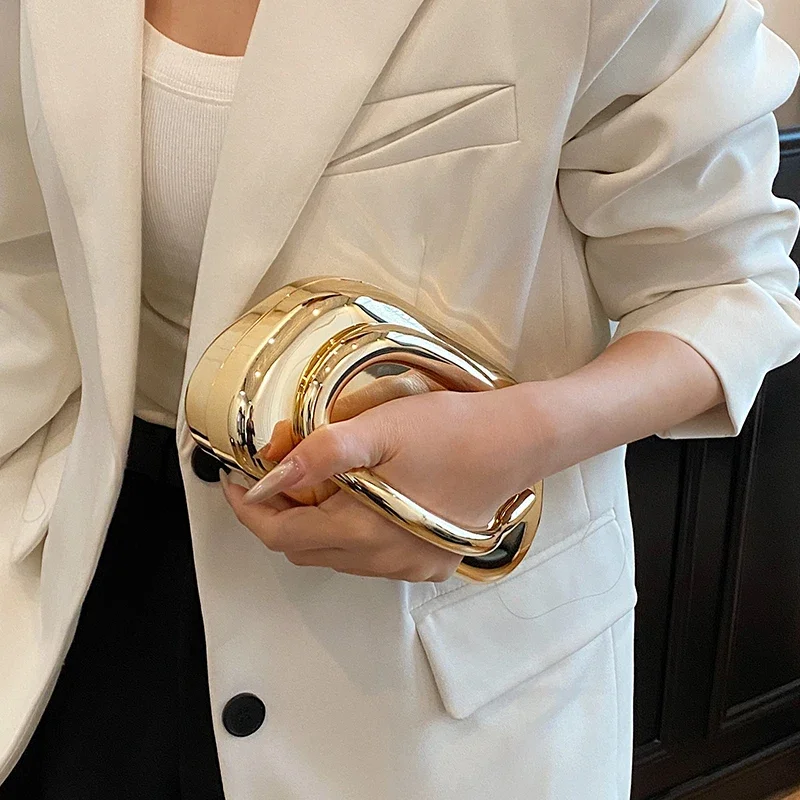 Gold Closure Box Clutch Bag women evening wedding party cute purse bag handbag 2025 new