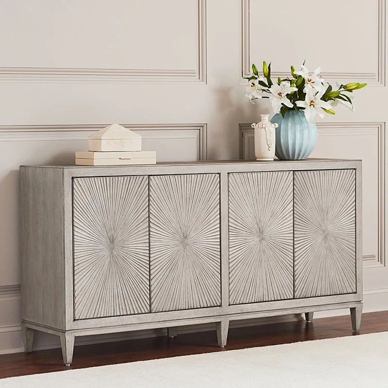 خزانة مزخرفة جانبية لتناول الطعام من الخشب الصلب الكلاسيكي الجديد وخزانة ما بعد الحداثة #6