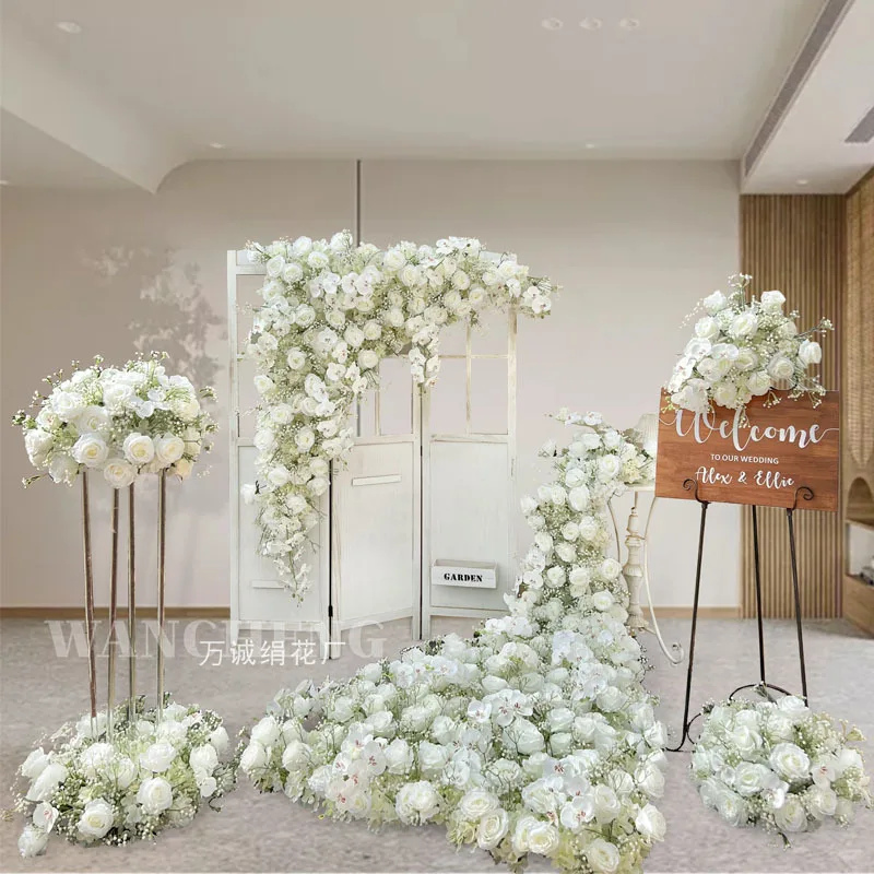 Cross-border Amazon fake  gypsy white row arrangement wedding arch wedding simulation scene