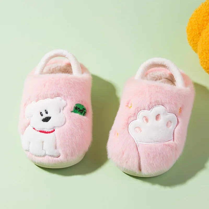 Children's Slipper for Girls Fluffy Kids' Winter Shoes Cute Cartoon Boys Causal Warm Cotton Slippers Soft Soled Fashion Non-slip