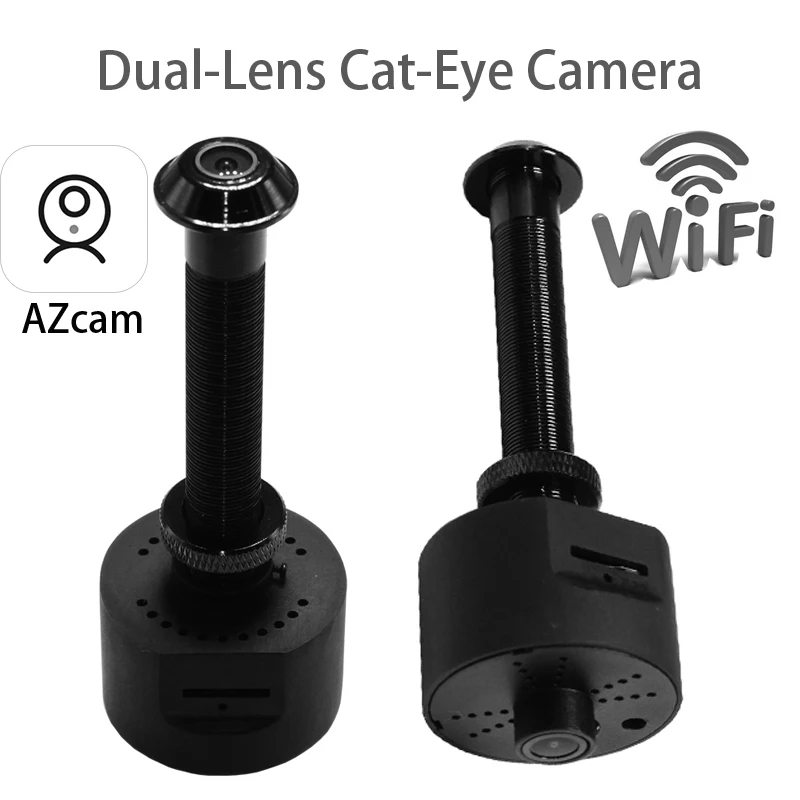 Dual-Lens Cat-Eye Wide-Angle Security Door Camera for Home Security: Outdoor and Indoor Monitoring with Two-Way Audio Intercom