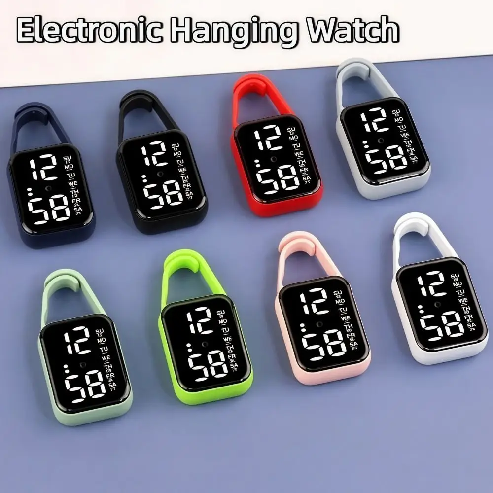 ساعة معلقة إلكترونية LED شاشة ديجيتال ساعة جيب محمولة مقاومة للماء على طراز الجيب ساعة جيب مضيئة