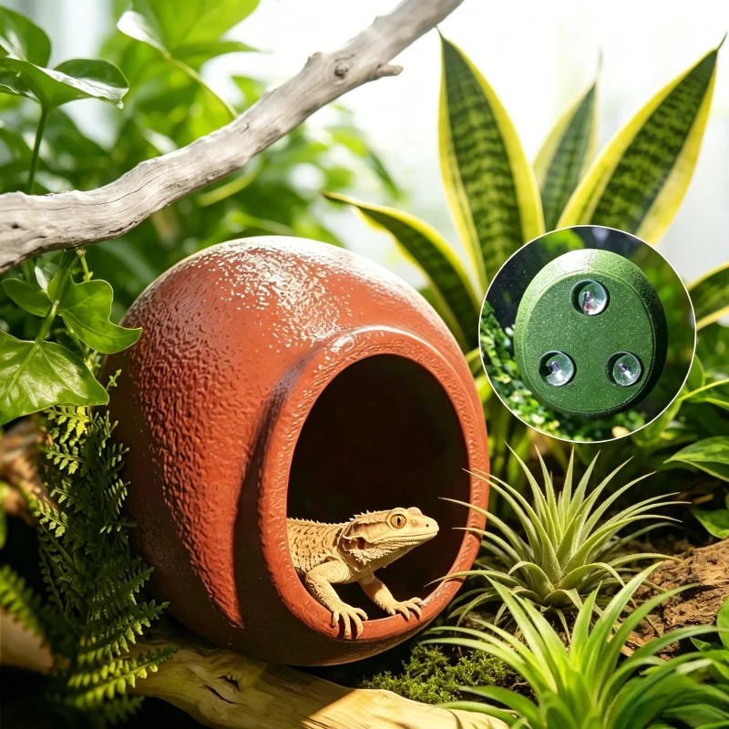 Reptile Hideouts Egg Cave with Suction Cups for Gecko Tree Frog Tarantula Spider Climbing Habitat Terrarium Décor