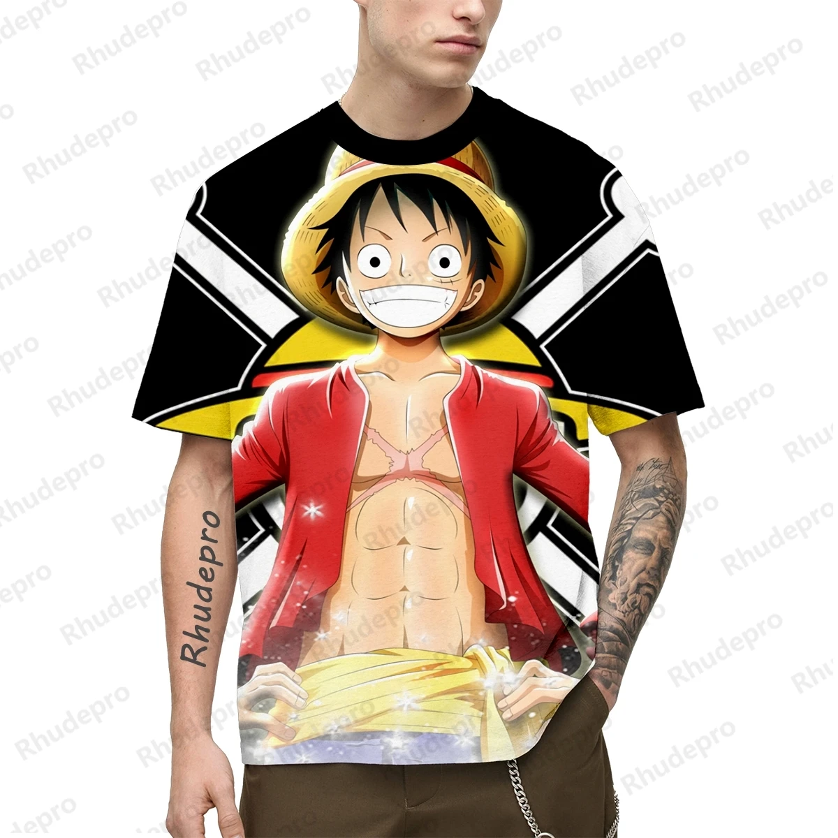 

Roronoa Zoro Anime One Piece Men's T-shirt Children's Streetwear Trend Clothing Tops Short Sleeve 5XL Monkey D Luffy