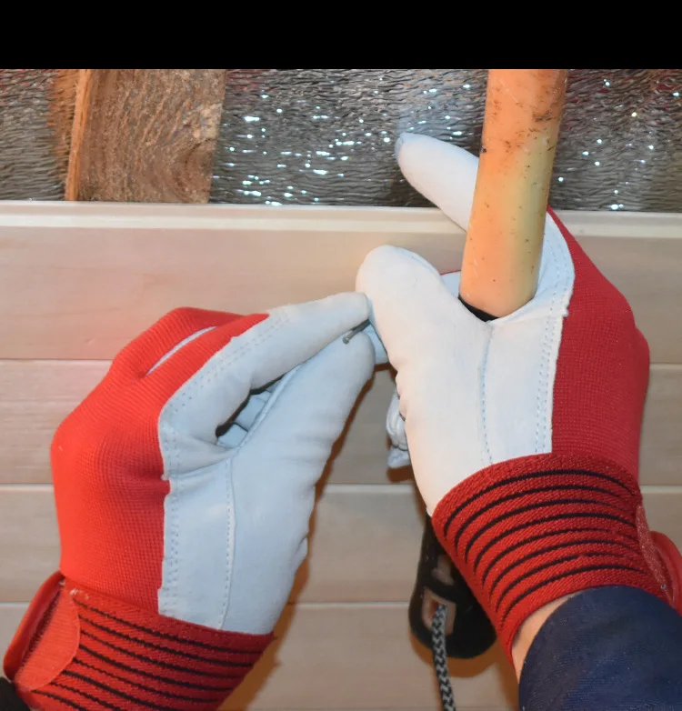 Guantes de trabajo de cuero de piel de cerdo para trabajadores, protección de seguridad para soldadura, guantes resistentes al desgaste para