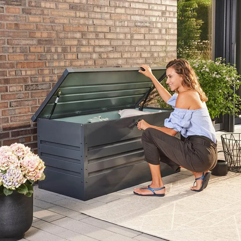 Waterproof Sunscreen Large Capacity Iron Outdoor Storage Cabinet Functional Storage Box for Home Outdoor Garden Tools&Sundries