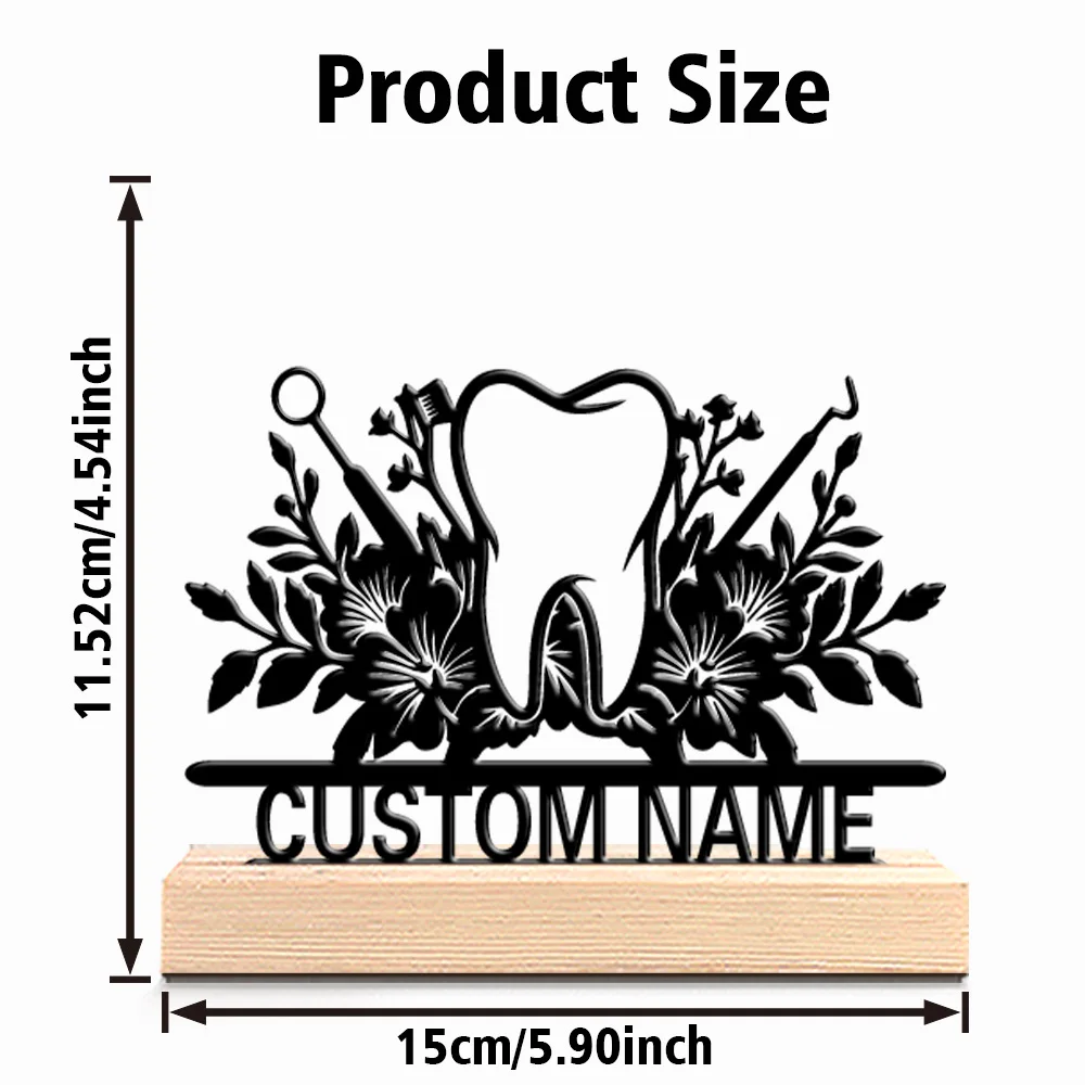 1pc Fun Personalized Custom Tooth Metal Statues Suitable for Dentists Medical Staff Desktop Decorative Arts Office Decoration