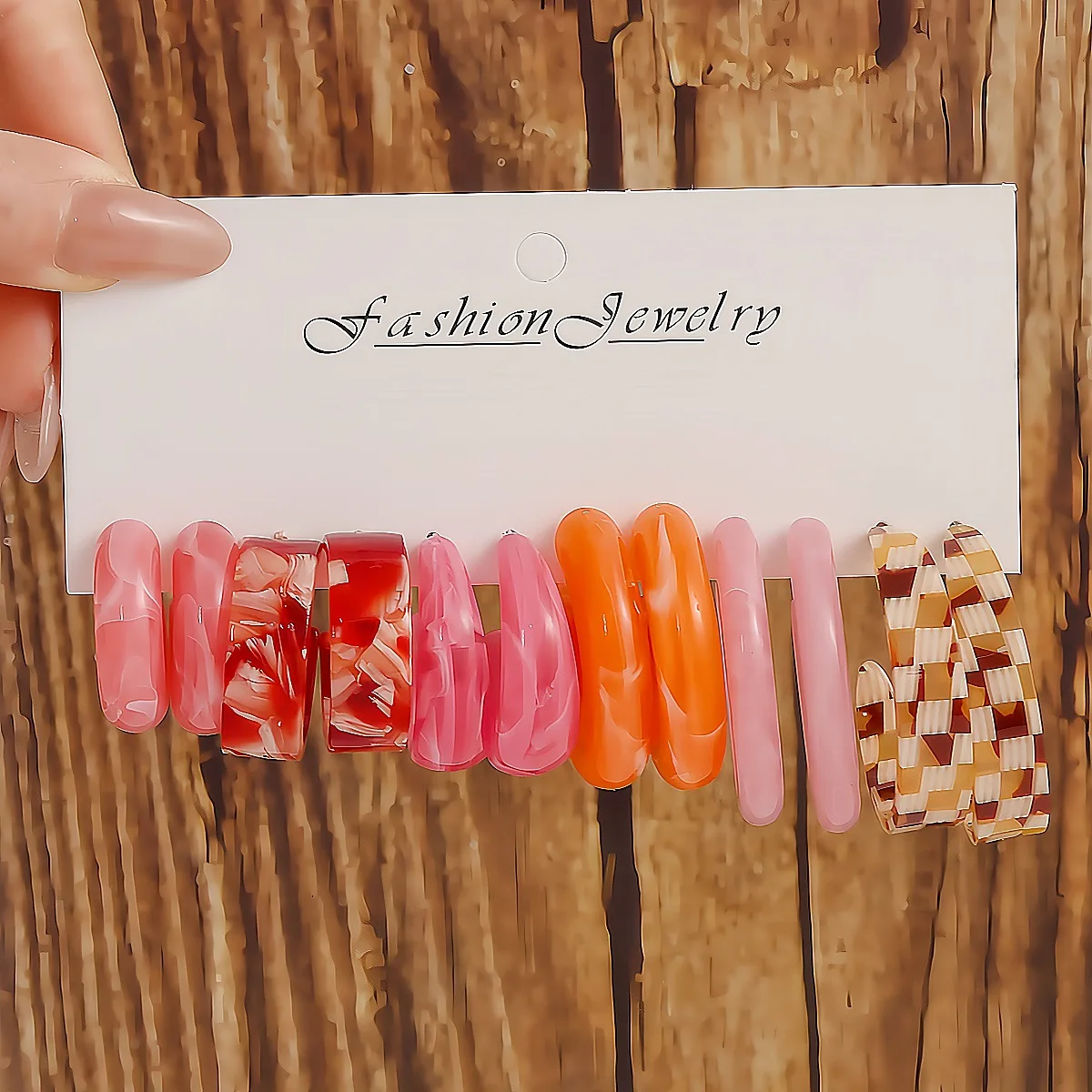 Korean Version Simple Acrylic Earring Set for Women's Fashion, Colorful and Versatile Earrings and Earrings