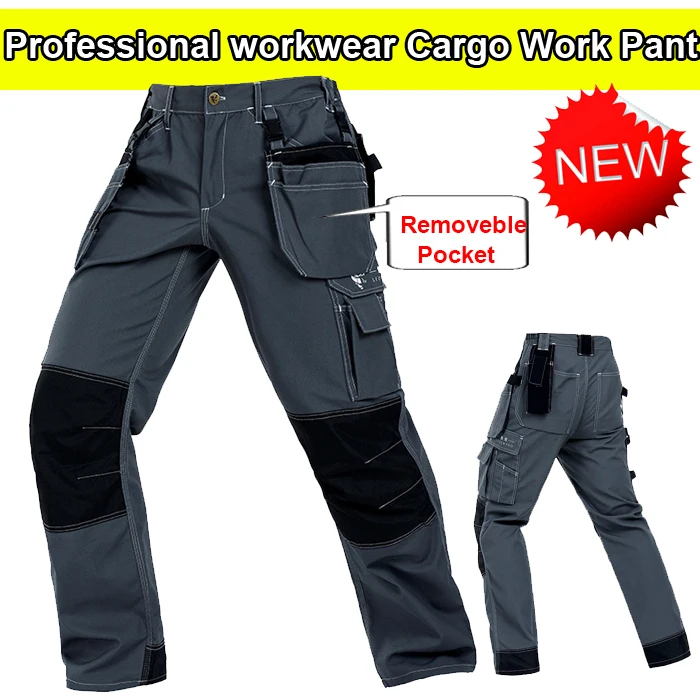 Bauskydd mechanic pant trouser multi-pockets cargo trousers grey work pant men with knee pads  carpenter pants 