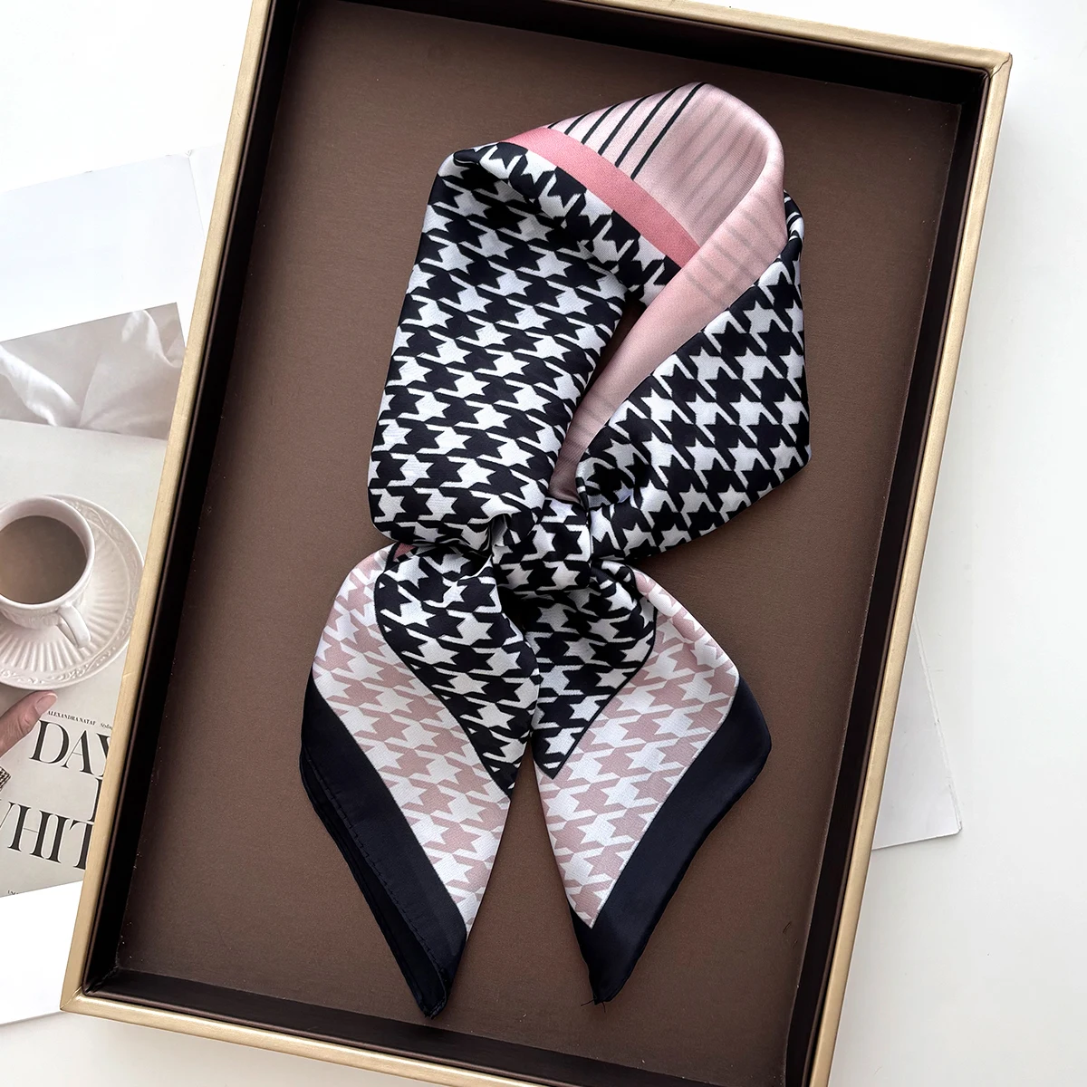 New Printed Square Scarf For Women Soft Satin Imitation Silk Scarves Bandanas Luxury Hijab Neckerchief Elegant Shawl Wraps view 2