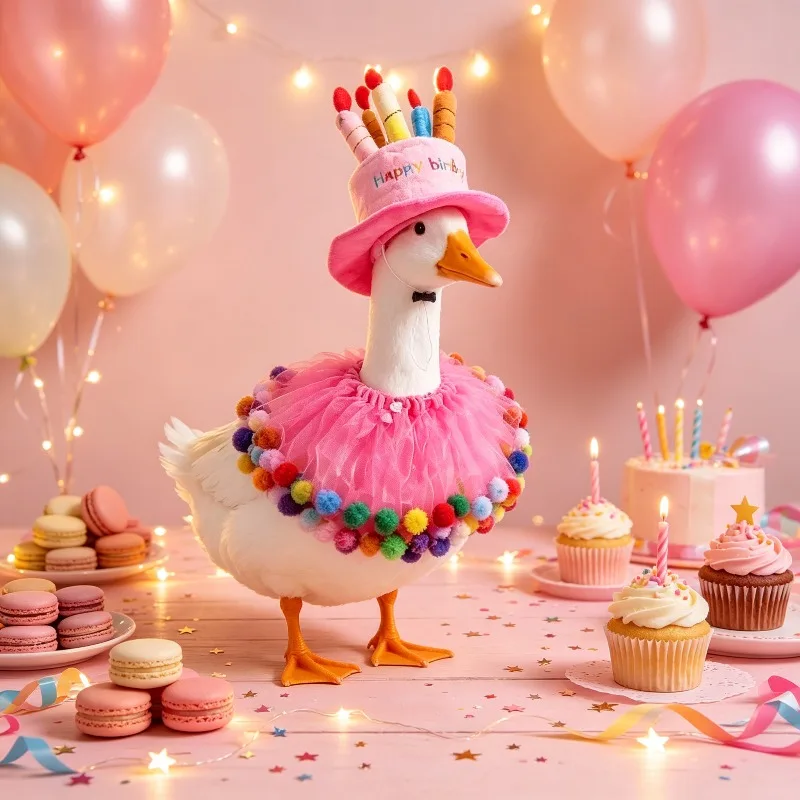 23 Inch White Porch Goose Decor Set 2026 New Birthday Hat Neck Collar Party Layout Prop Without Goose