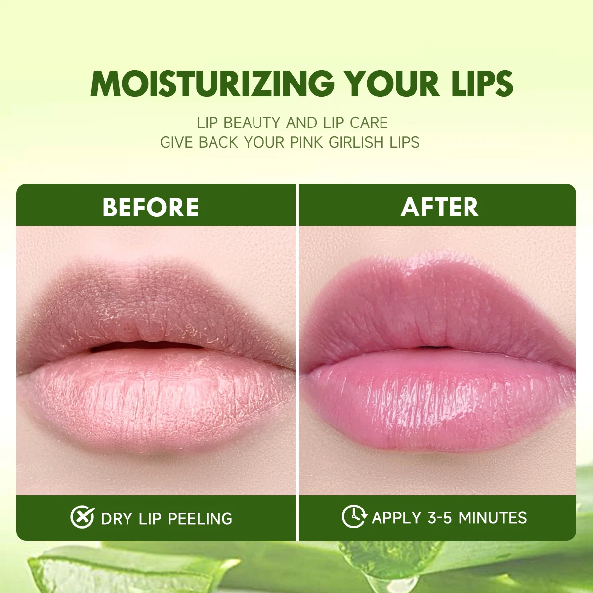 보습 알로에 에센스 립 글로스, 색상 변경 가능, 휴대용 방수, 오래 지속되는 영양 입술 케어 립스틱