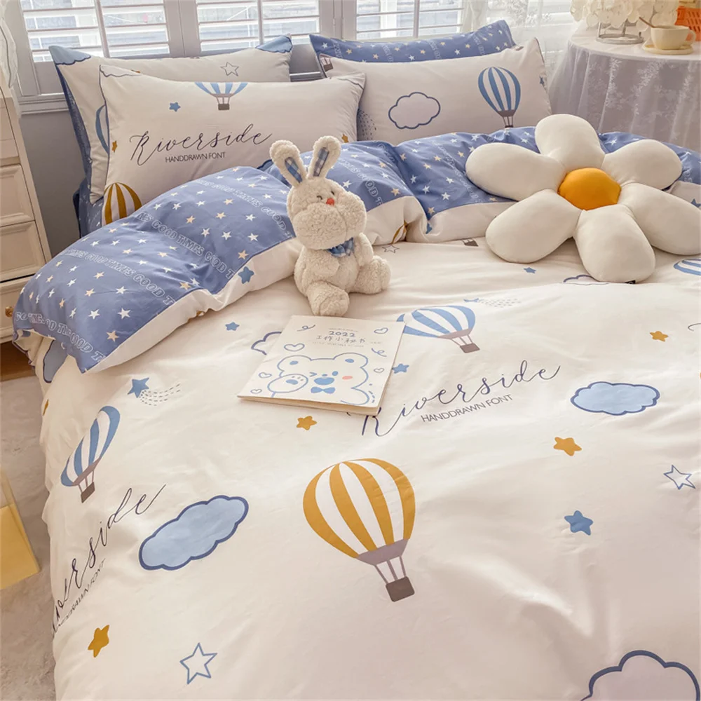 

Springtime Bed Sheet Set Four Piece Sets Cartoon Pure Cotton Print Child Quilt Cover Sheet Pillowcase Bedding Textile