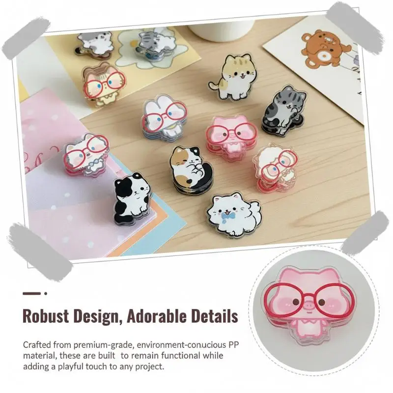 

6Pcs Lovely Cartoon Animal Paper Clip Stationery Learning Supplies Note Holder Office Binding Clip Photo Clip Mini PP Clip