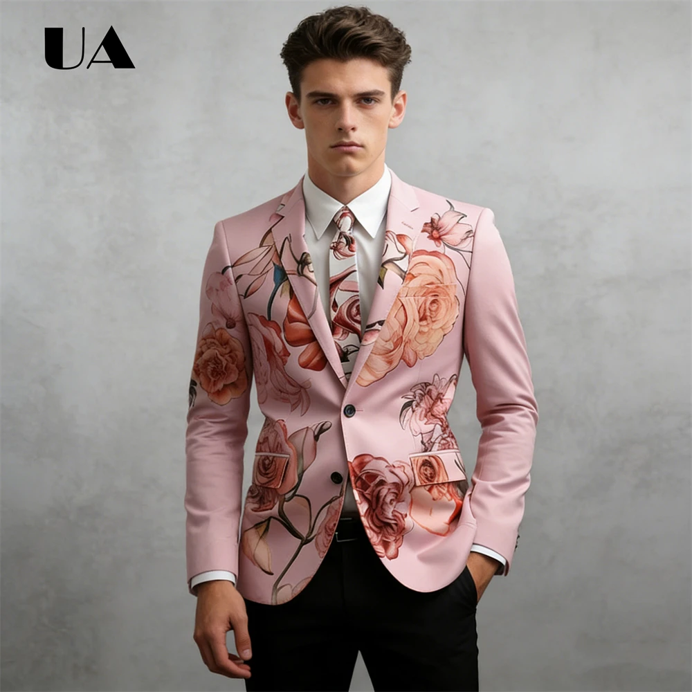 

ULBYANRY свадебный пиджак для мужчин, доступный пиджак с цифровым принтом, повседневный умный костюм для выпускного вечера, костюм жениха