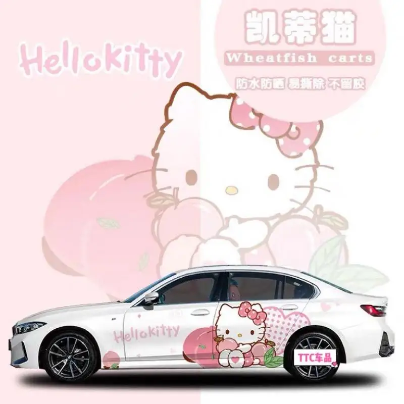 Sanrio Car Body Sticker Car Painting Coating Latte Art Sunscreen Waterproof Cartoon Hello Kitty Cute Car Appearance Accessories