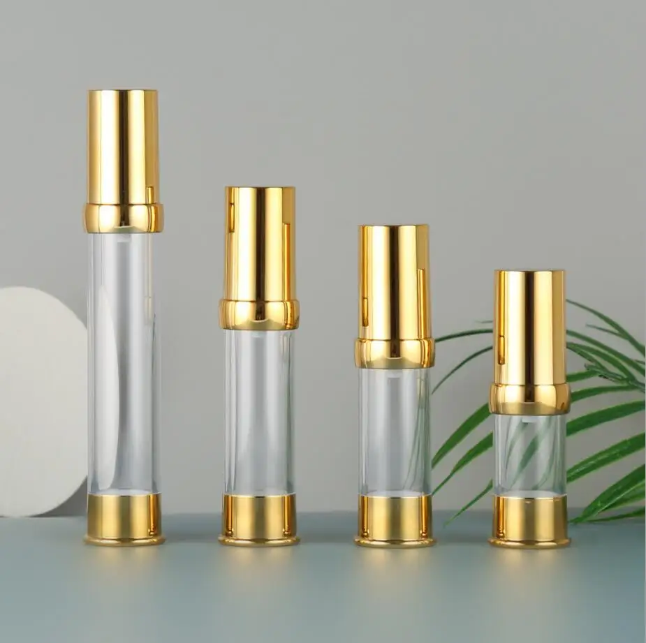 15ml garrafa de plástico mal ventilada dourada loção emulsão soro olho essência fundação toner toalete equilíbrio cuidados com a pele embalagem cosmética