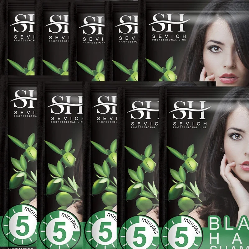 10 Pcs/lot Black Hair Shampoo 5 Minutes Faster Dye Hair Into Black Organic Grey White Hair Darkening for Men and Women