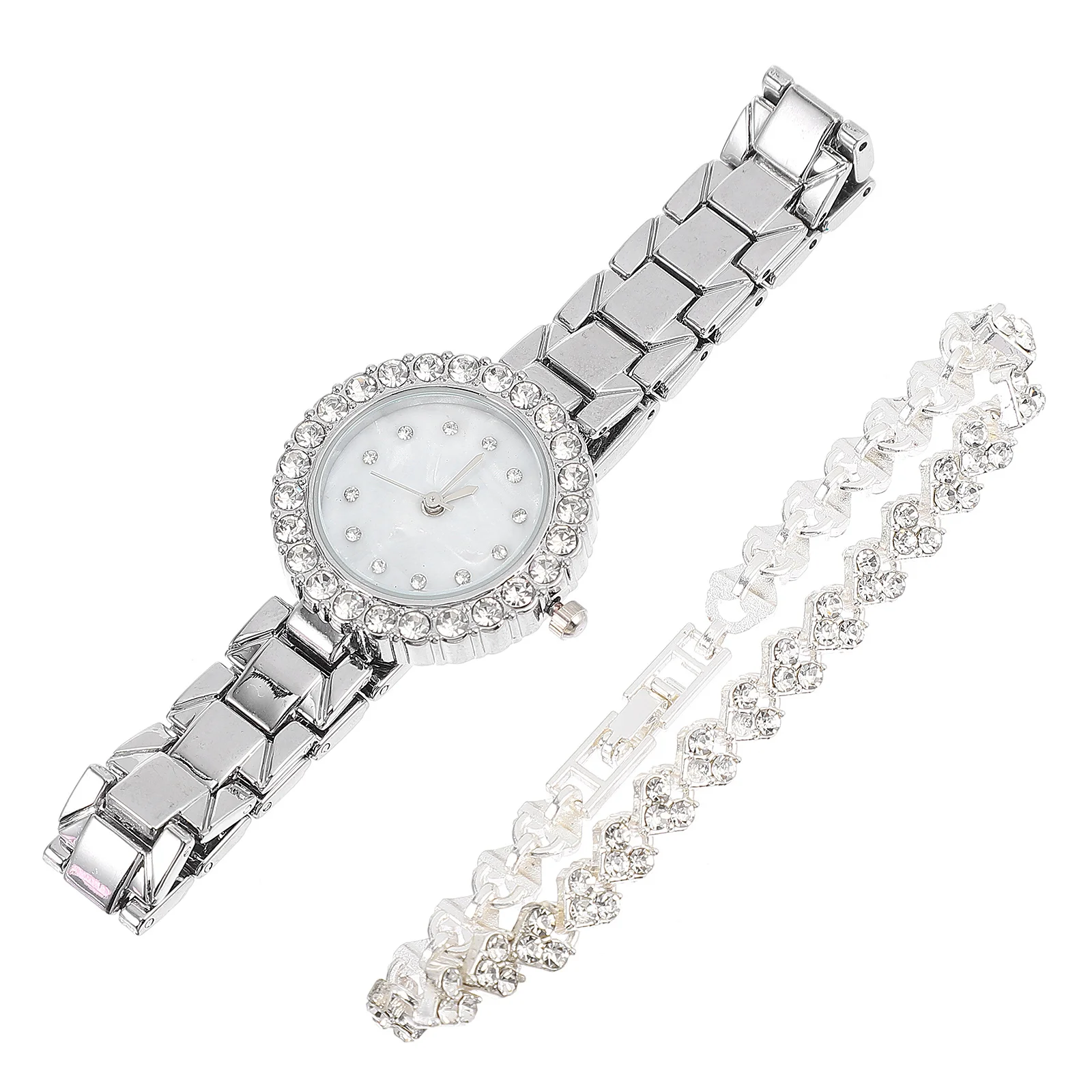 

1Set Diamond Lady Watch Bracelet Set Elegant Creative Wristwatch Gift for Women Party Banquet Gathering Outfit Accessory