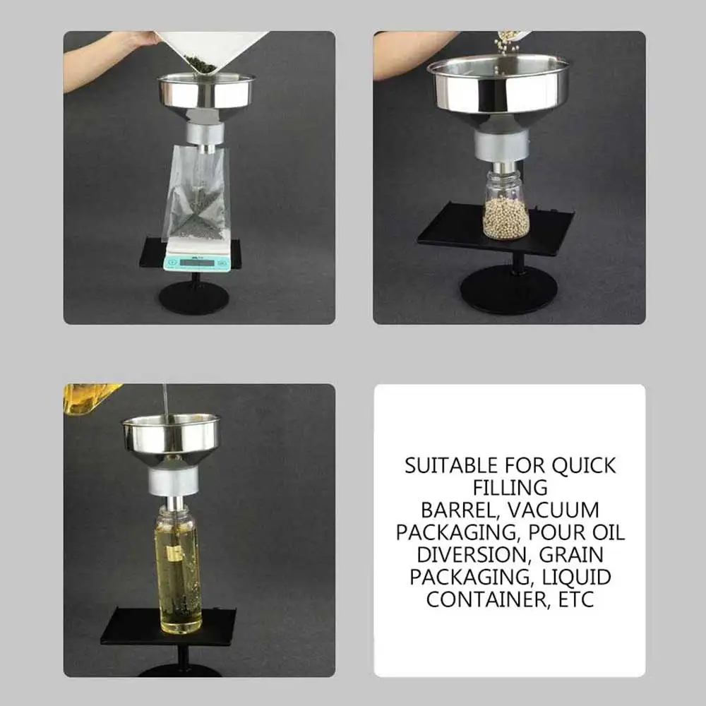 

Large diameter stainless steel funnel food sub-packaging funnel with support vacuum bag oil-proof packaging