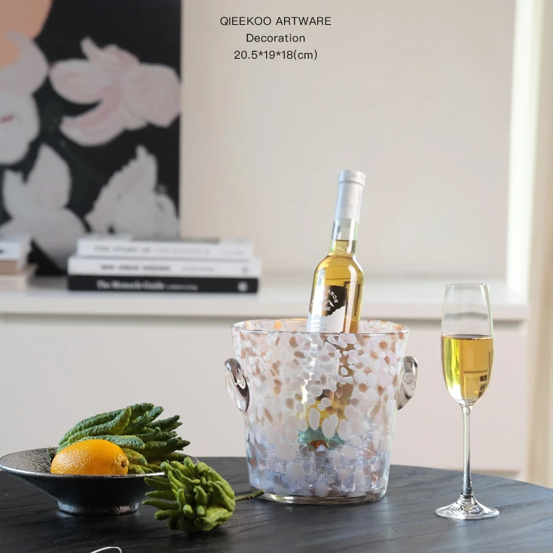 Nordic Glass Ice Bucket Living Room Table Decor Centerpiece Outdoor Picnic Champagne Bucket Home Ice Cube Storage Container