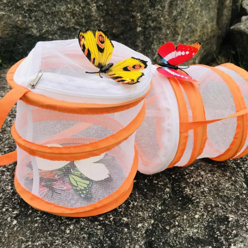

Портативная клетка для насекомых, аксессуары, цветная и стильная клетка с ведром, сетчатая молния, случайно отправленная бытовая сетчатая крышка, Butterfl O3X4