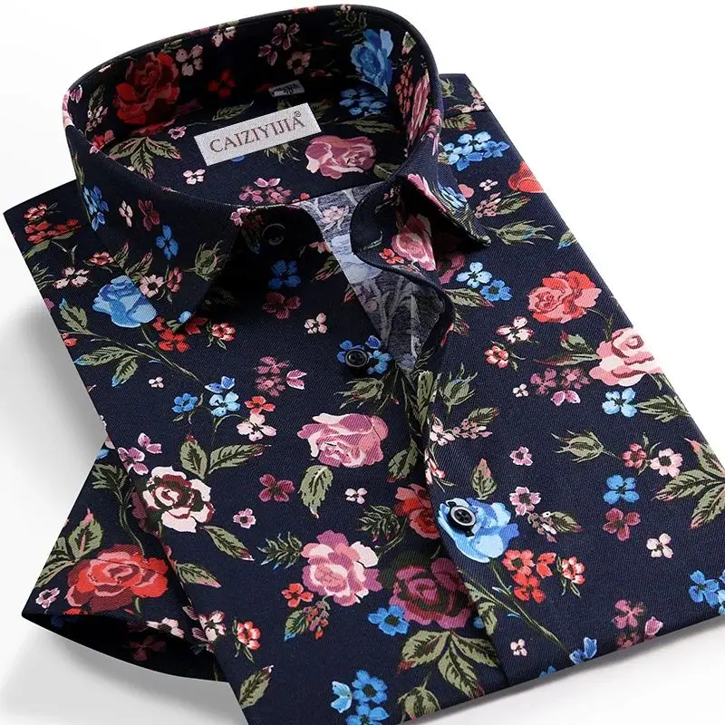 

Men's Floral Printed Beach Blouse Casual Hawaiian Sle Ne Nine Sve Lengthened Thiened Special Wide Fit Autumn irt