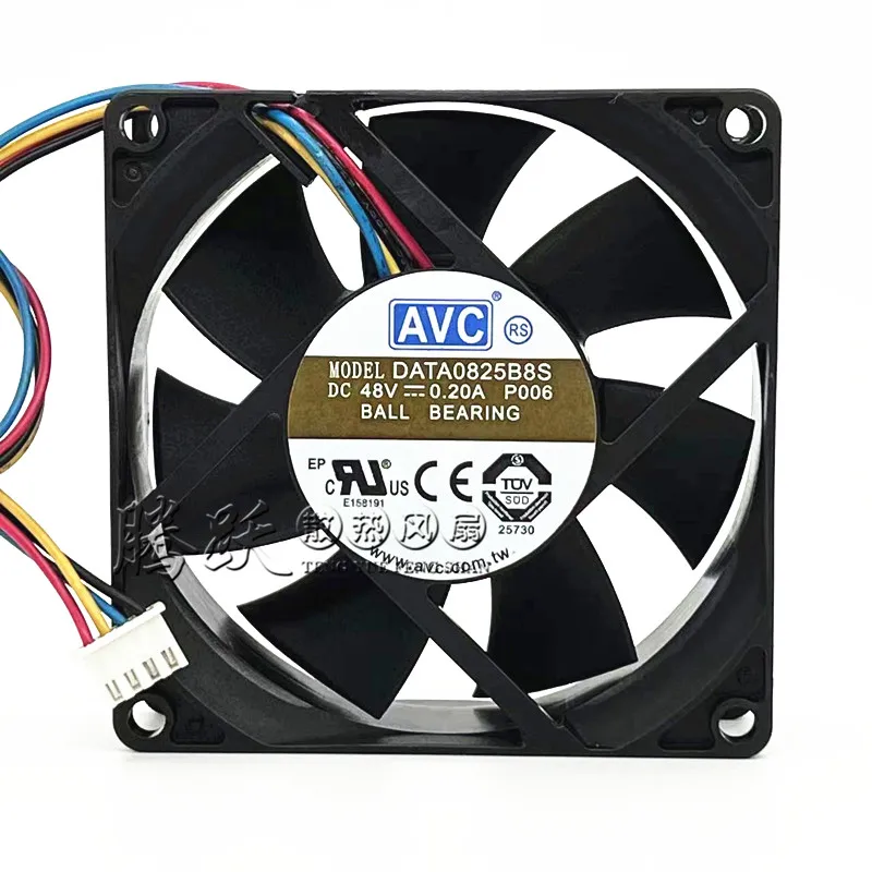 AVC DATA0825B8S DC 48V 0.20A 80x80x25mm 4-Wire Cooling Fan