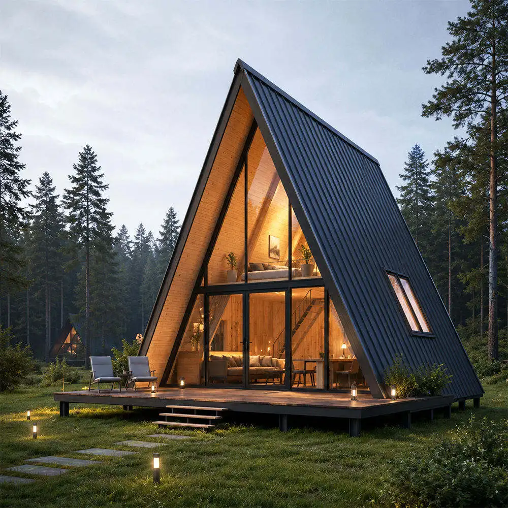 Prefab Wooden Home Triangular House Prefabricated House Luxury Tiny Home Irregular Shape Prefab Modular Tiny Houses Garden Rooms