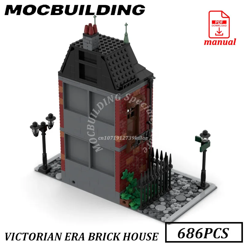 Viktorianischen Ziegel Haus Modell Stadt Gebäude MOC Bausteine Ziegel Display Bau Spielzeug Geburtstag Geschenke Geschenk