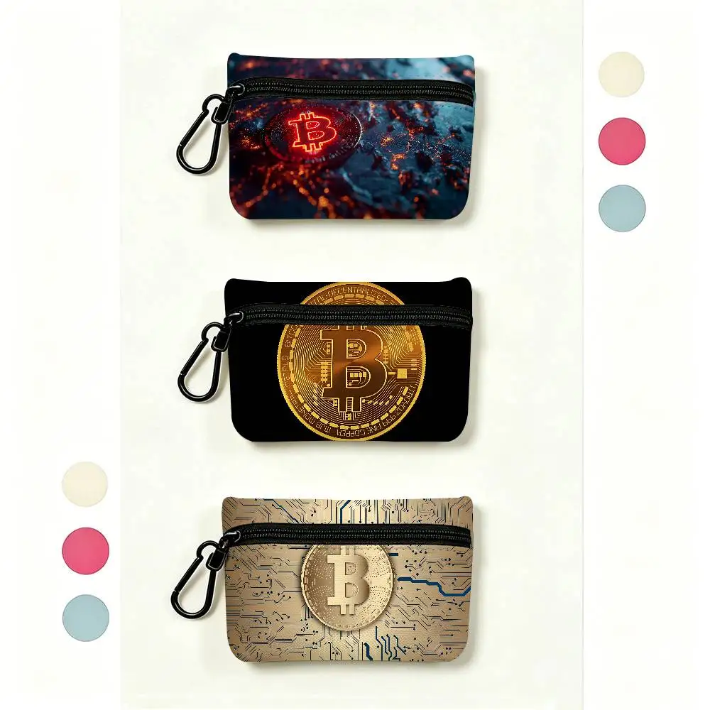 Luxury Bitcoins Daily Carry Oxford Fabric Small Coin Purse Multi-use Storage Pouch For Keys Cards Coins