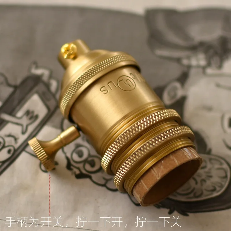 E26 Lamp Holder, E27 Pure Copper Full Thread Double Ring Vintage Chandelier Lamp, Pedestal Chandelier Head