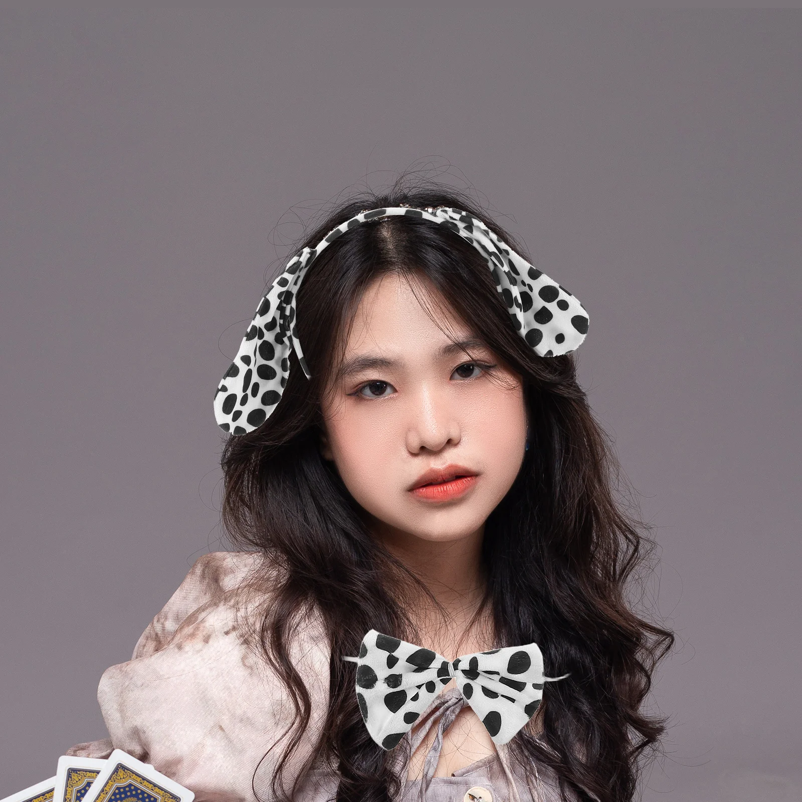 3개 세트 작은 동물 머리띠 강아지 귀 리본 꼬리 세트 파티 코스프레 의상 할로윈 축제 성인 강아지 의상