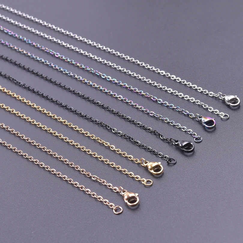 10pcs 1.5/1.6mm Stainless Steel 45cm O Shape Cross Chain Necklace For Women Men Chains Handmade Making DIY Components Wholesale