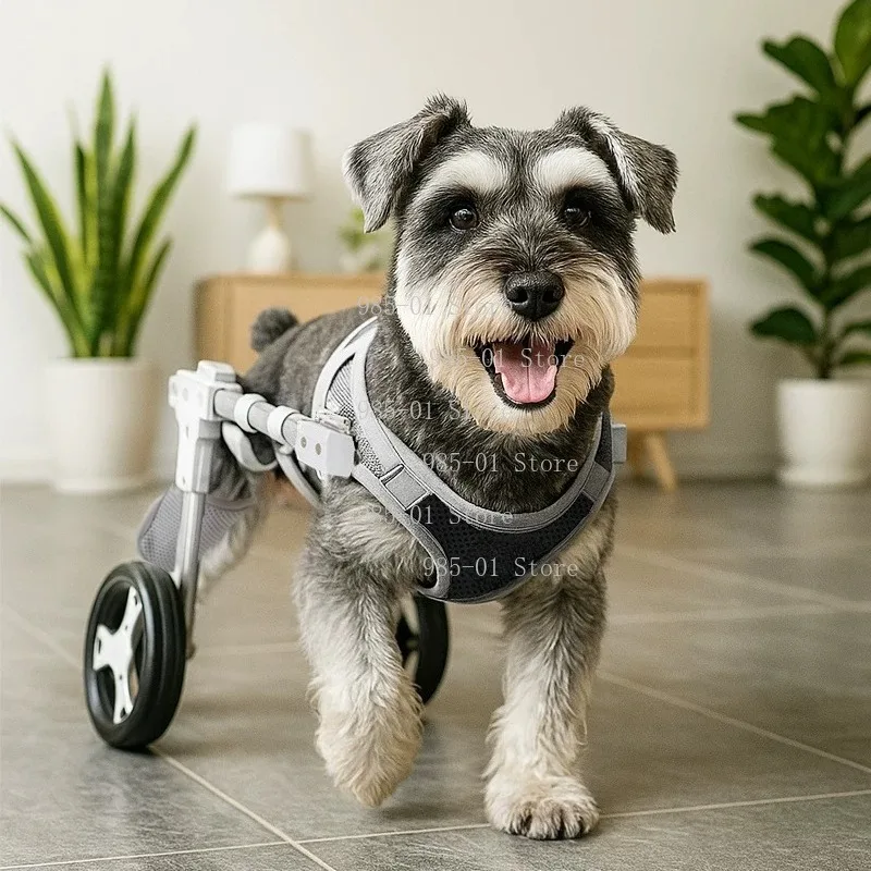 4-Wheel Mobility Cart with Harness, Adjustable Hind Leg Support Wheelchair for Senior & Disabled Pet Rehabilitation