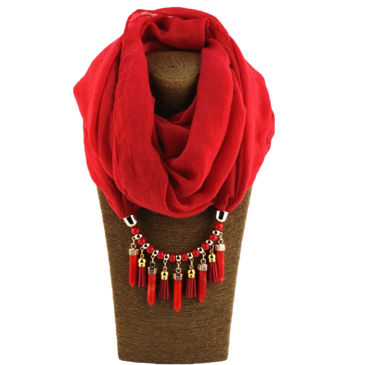 Women Cotton Linen Necklace Pendant Scarf Ethnic Style Soft Necklace Scarf Fashion Long Scarf Shawl Scaf Wrap