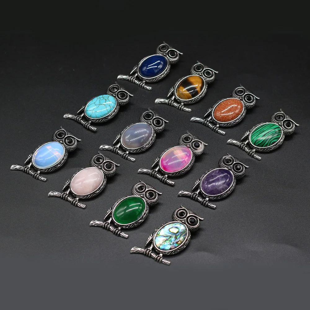 دبابيس للنساء من الحجر الطبيعي ، كريستال عقيق البومة ، كوارتز وردي ، لازورد ، عين النمر ، دبابيس للفتيات ، حجم الهدايا 25: x 50