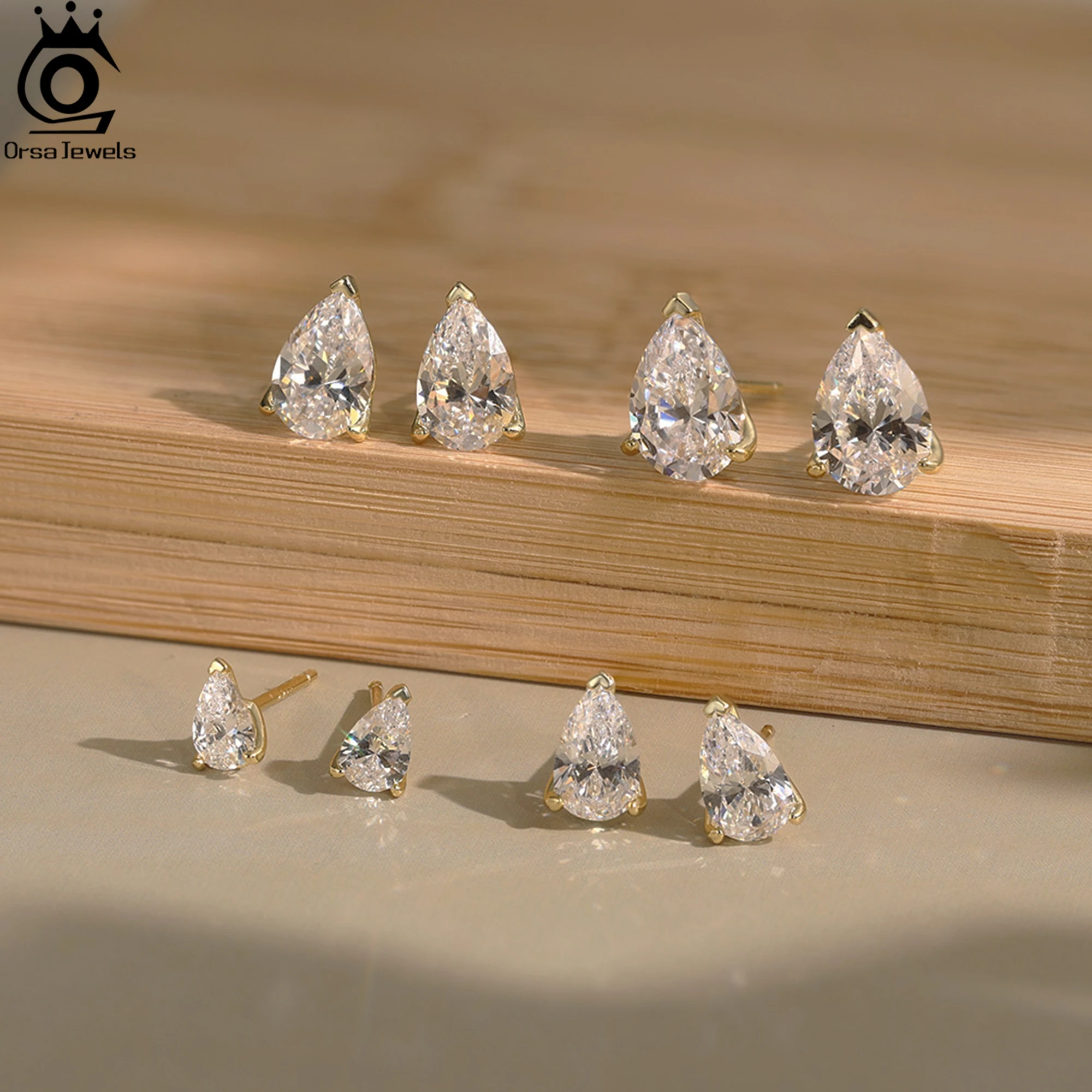 ORSA JEWELS 925 أقراط من الفضّة الاسترليني مع قطرة الماء قطع زركونيا حجر، مجوهرات أنيقة وخالدة للنساء LZE02