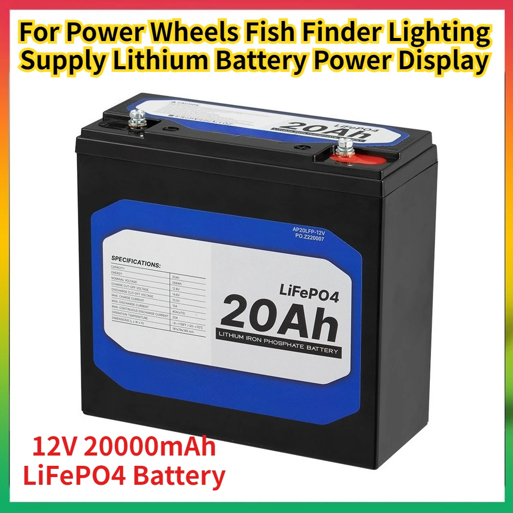 

New 12V 20Ah LiFePO4 Battery with 30A BMS Deep Cycle for Power Wheels Fish Finder Lighting Supply Lithium Battery Power Display