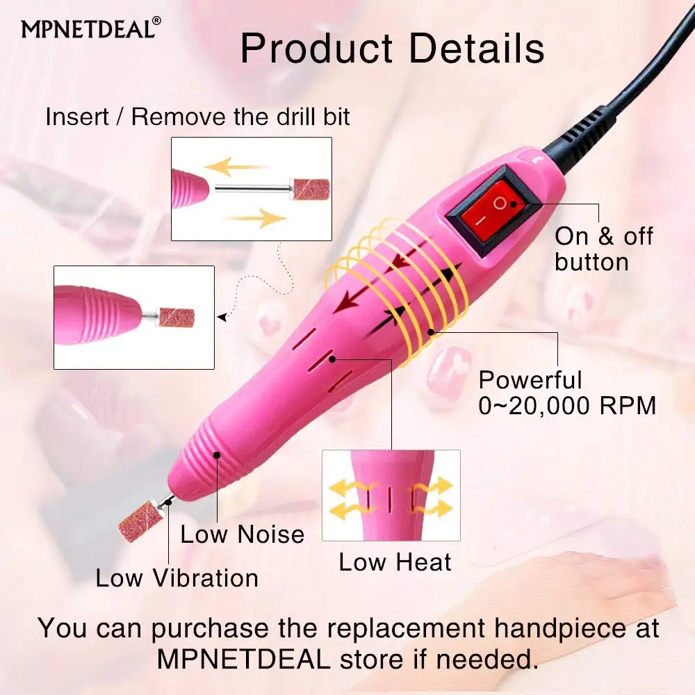 20000RPM Professional Nail Drill Machine Set Nail Files Drill Bits Gel Polish Remover Tools Low Noise Cutters Nail File Kit