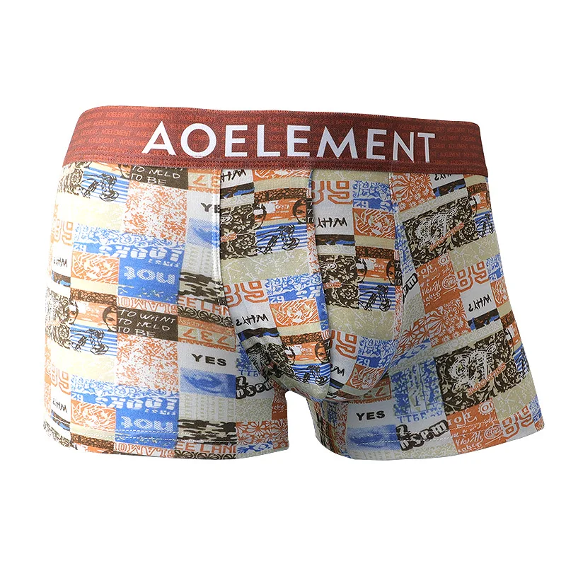 Men's Underwear Modal Boxer Briefs Sexy Printed Personalized Breathable Boxer Shorts Trendy Mid-Waist Youth Boys Shorts