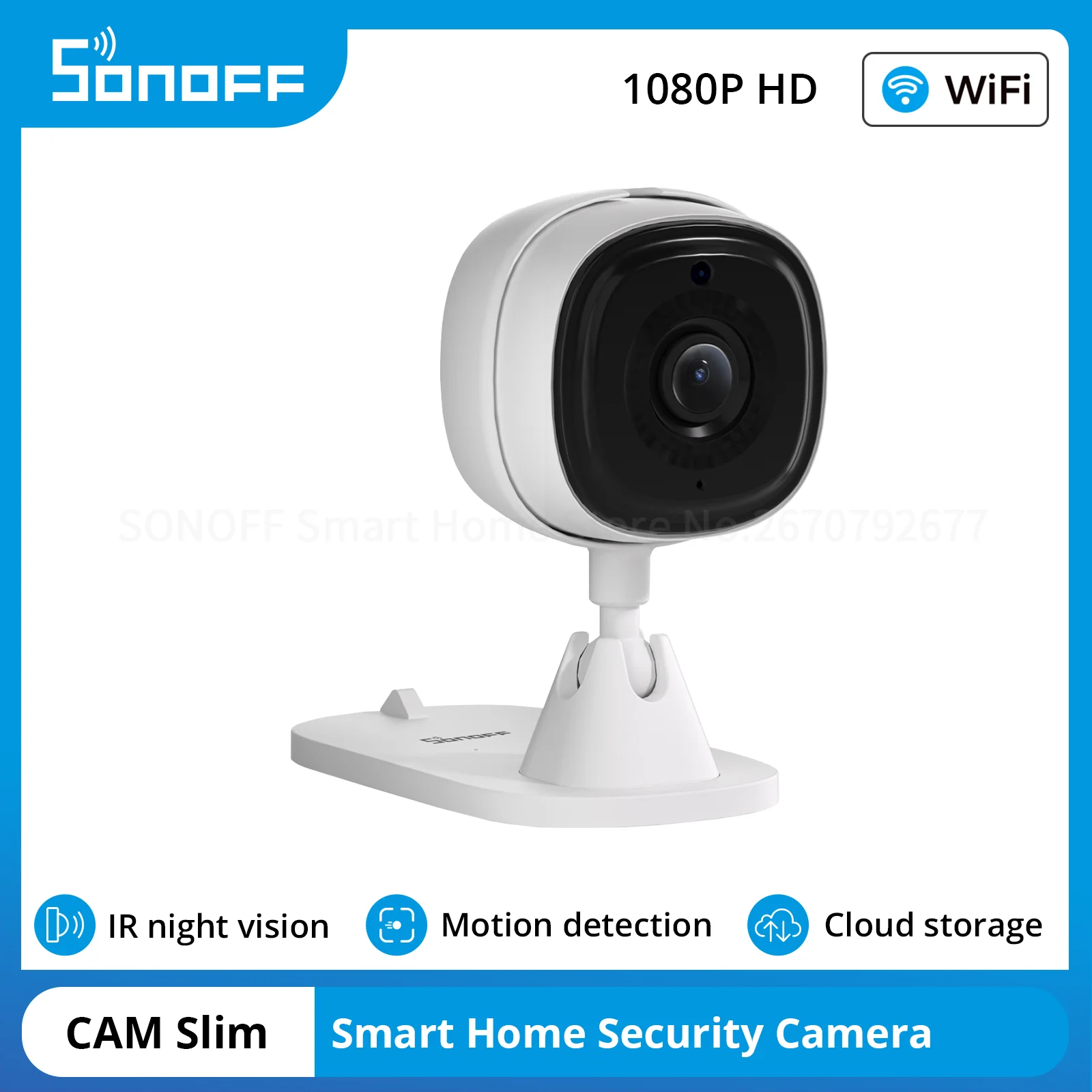 SONOFF CAM Slim WiFi Smart Home Security Camera 1080P HD Night Vision Remote Viewing Local&Cloud Storage Two-way Audio Camera