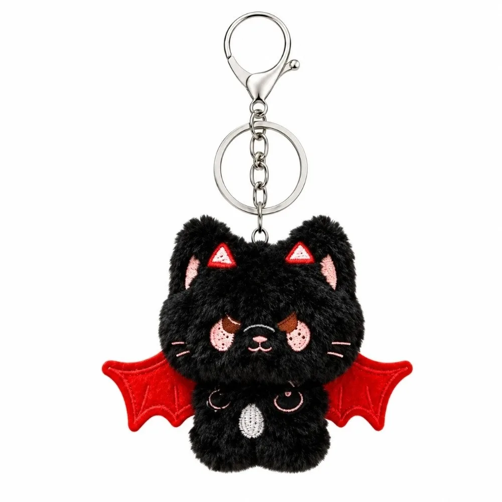 Durable Halloween Keychain Set Bat Wing Halloween Themed Keychain Soft Stuffed Stuffed Pendant Key Organization