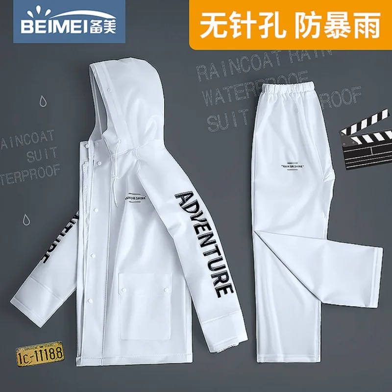 Fashion Split Style Raincoat and Rain Pants Set Reflective PVC Men's Motorcycle Raincoat Rider Waterproof Jacket rain suit