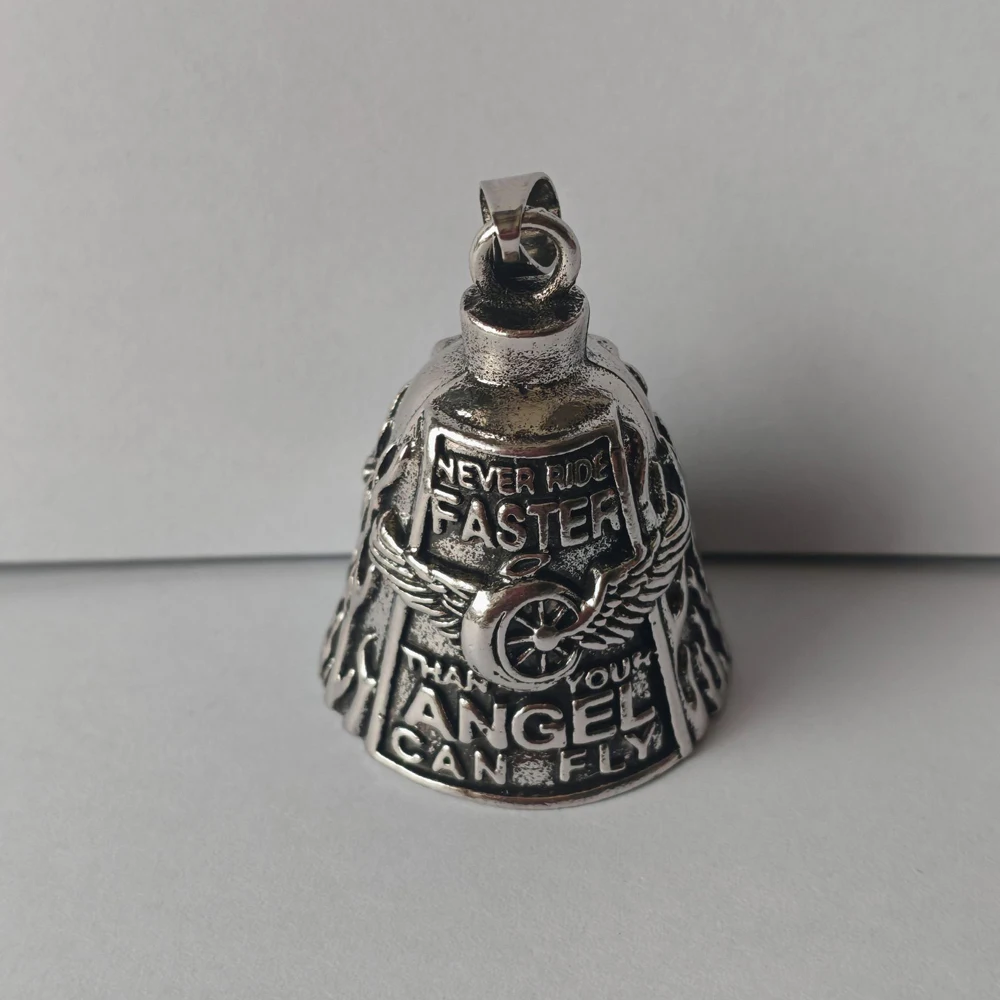 

1Pcs Motorcycle Bike Bell Angel Wing Wheel Never Ride Faster Than Your Angel Can Fly charm mother road Gift & Bell Hanger
