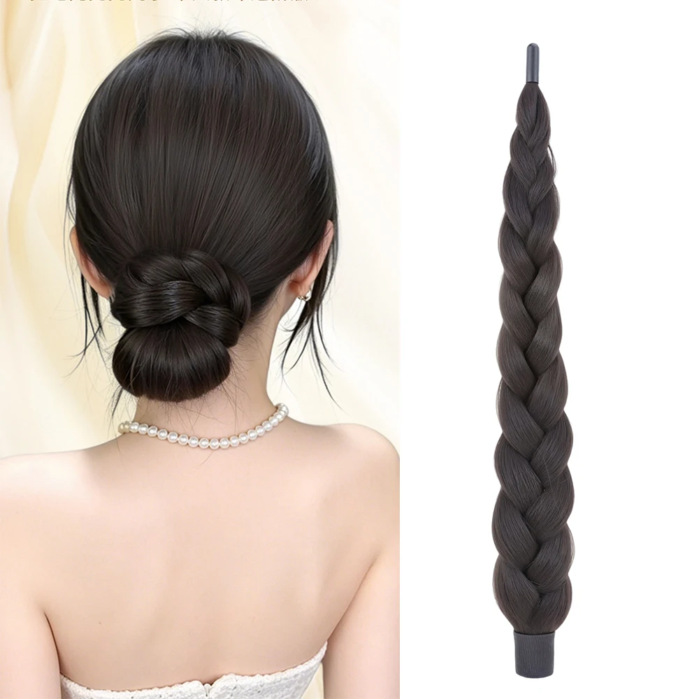 Synthetic High Temperature Fiber Braided Hair Bun Maker Seamless Hair Blend Fast Styling Tool For Wedding Party Daily Hairstyle