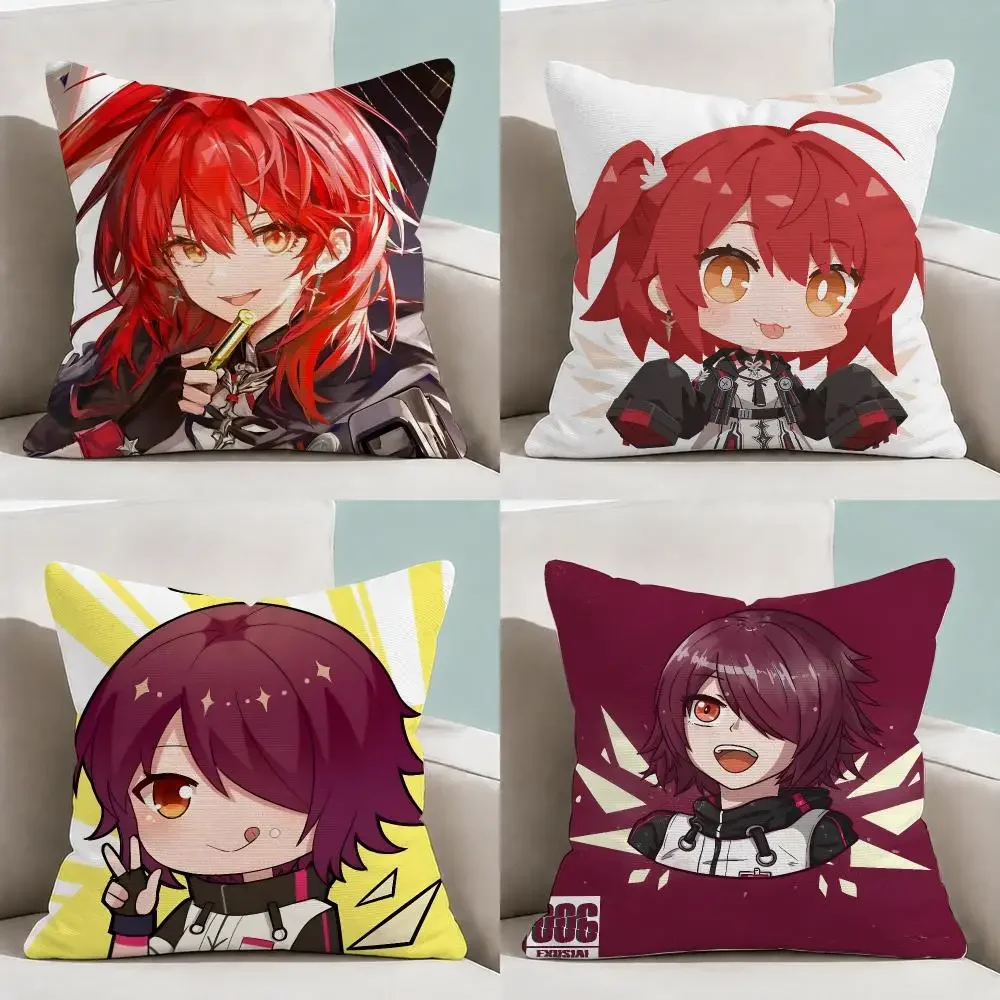 Gaming Arknights Exusiai Kawaii Cushion Cover Throw Pillow Soft Short Plush Cozy Durable Colorfast Sofa Bedroom Home Decor Gift